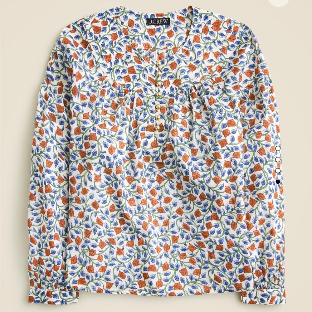 🌹 {PRICE FIRM} J.Crew Shirred Popover Top in Rosewood Floral - Picture 3 of 12